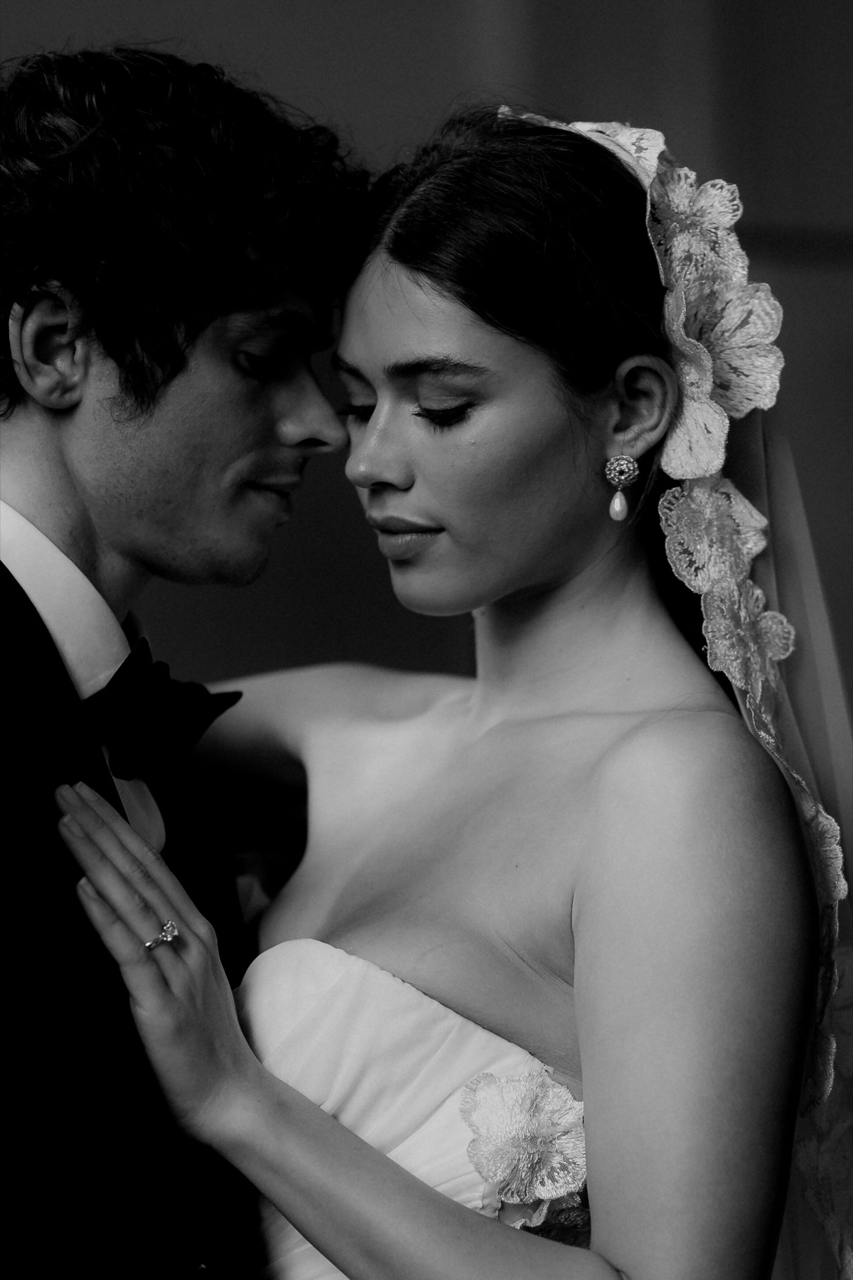 Close portrait of a bride and groom