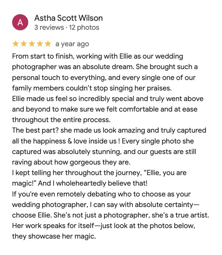 Five-star Google review from Astha Scott Wilson